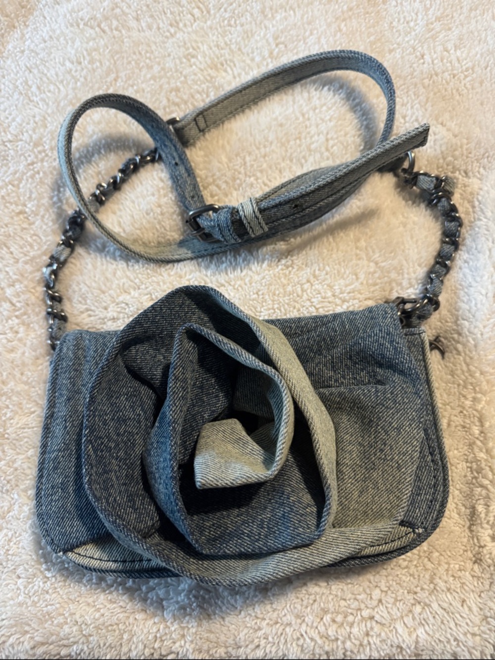Steve Madden Denim Rose Appliqué Crossbody Bag - Blue